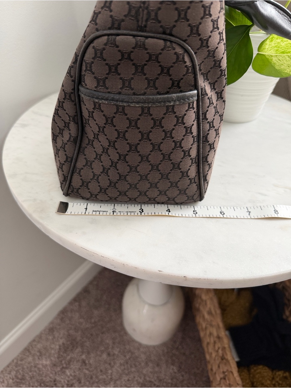 Celine Brown Monogram Canvas Hobo with Black Trim - Picture 10 of 11